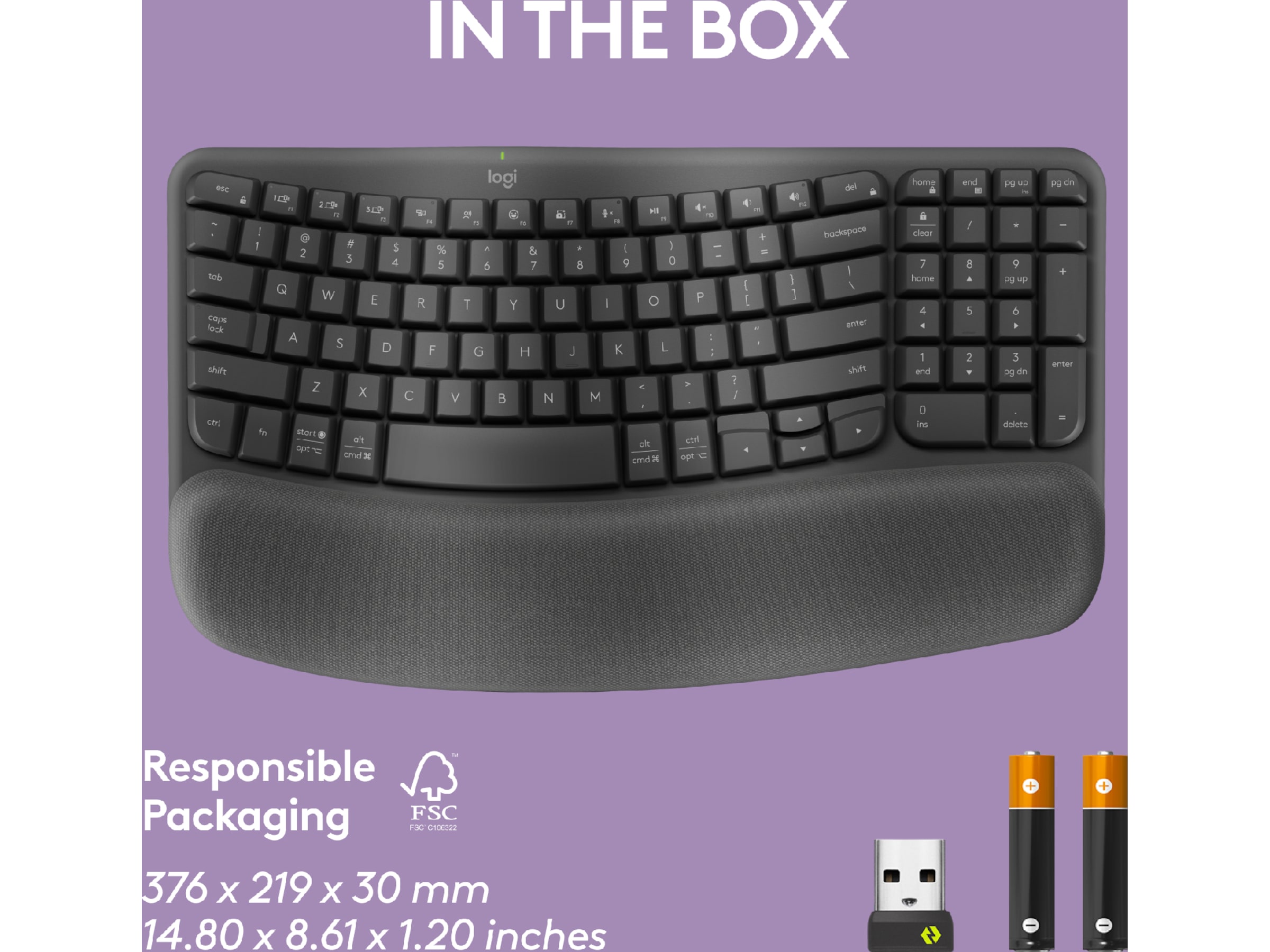 Logitech Wave Keys trådlöst tangentbord (grafit) Tangentbord