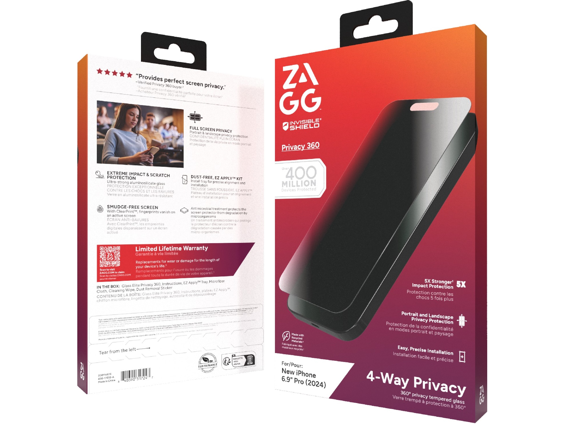 InvisibleShield Glass Elite iPhone 16 Pro Max Privacy 360 Skärmskydd Skärmskydd