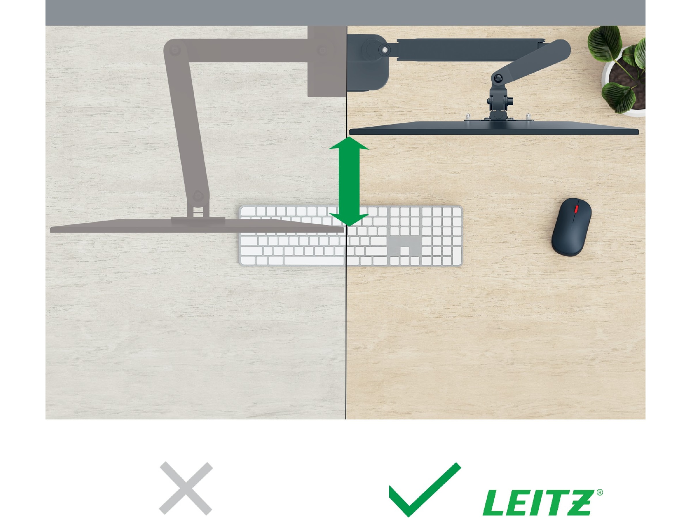 Leitz Ergo Monitorarm Dubbel, platsbesparande, 17"-32" skärmar Bord- & väggfäste