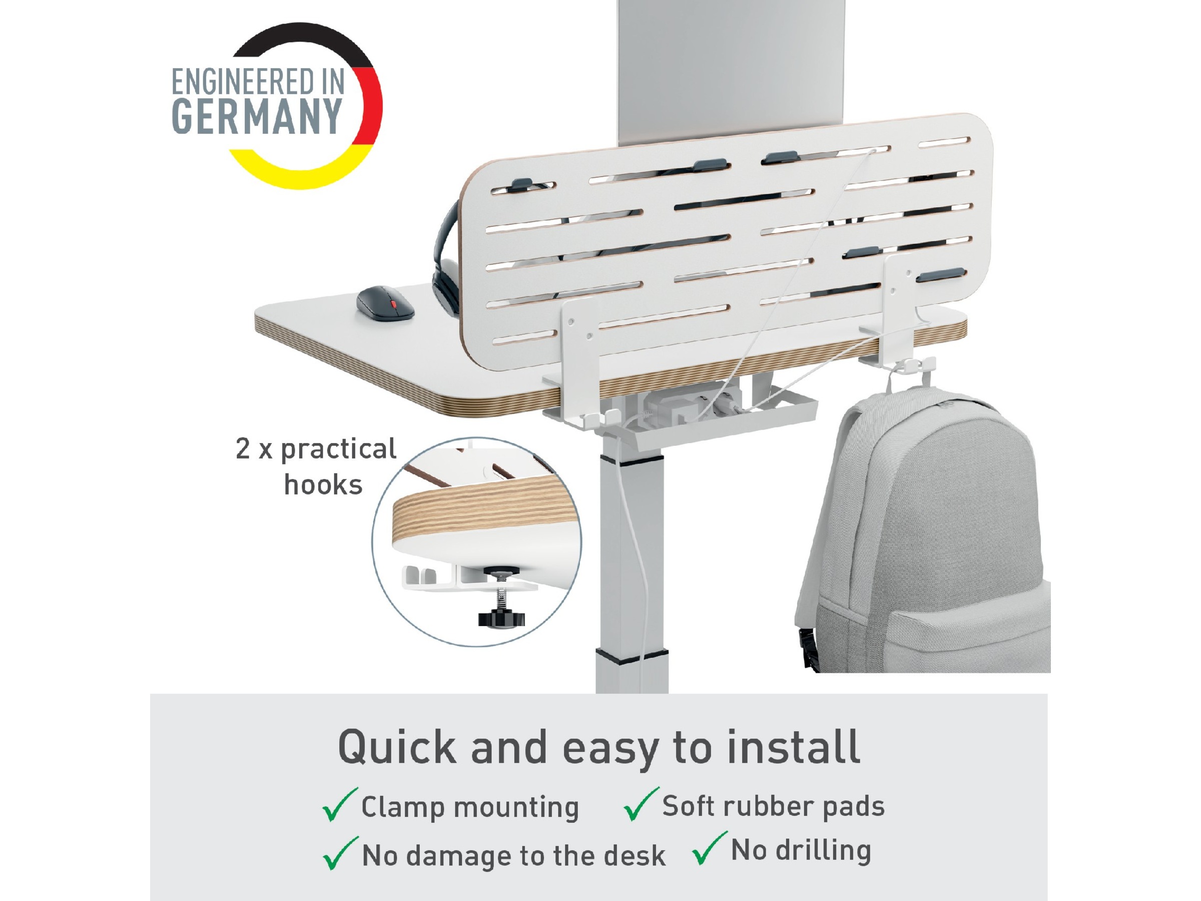 Leitz Ergo Förvaringstavla för skrivbord med laptophållare, 80x25 cm Monteringstavlor