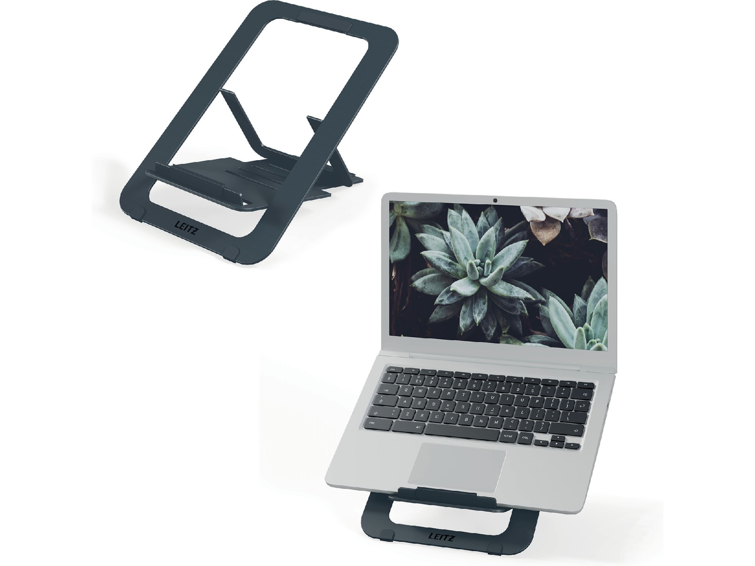 Leitz Ergo Laptopstativ, aluminium ultra-flat justerbart Laptopstativ
