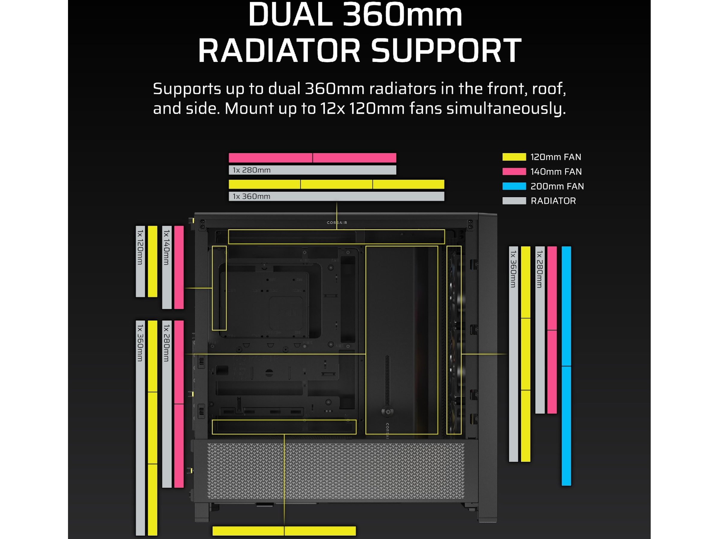 Corsair FRAME 4000D ARGB Mid-Tower (svart) Midi tower