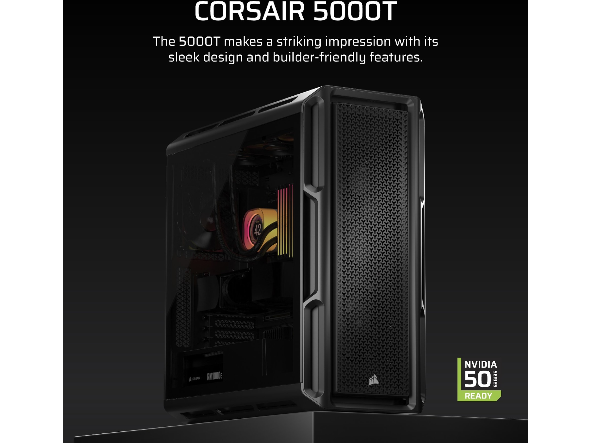 Corsair 5000T Tempered Glass Mid Tower (svart) Midi tower