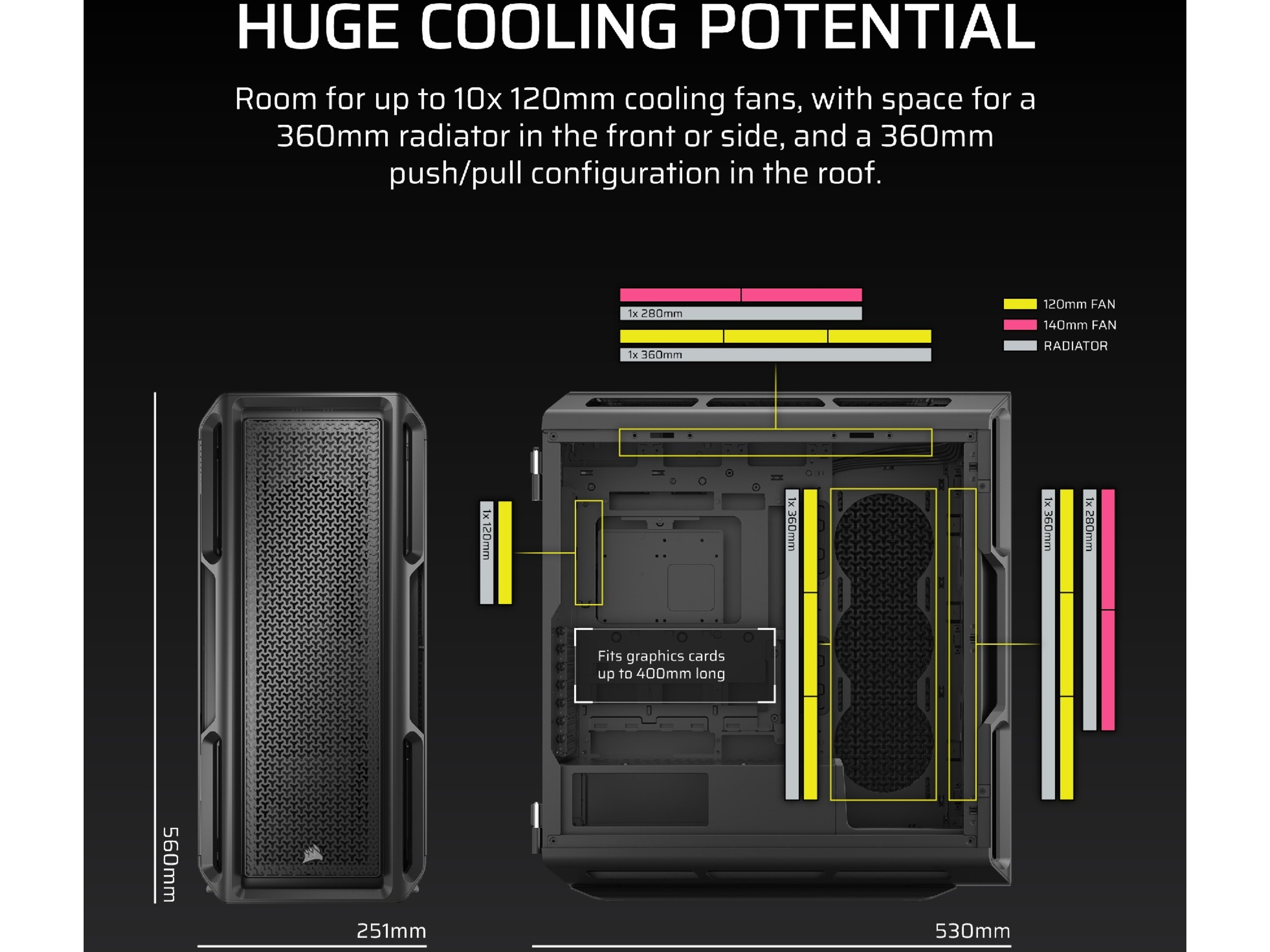 Corsair 5000T Tempered Glass Mid Tower (svart) Midi tower
