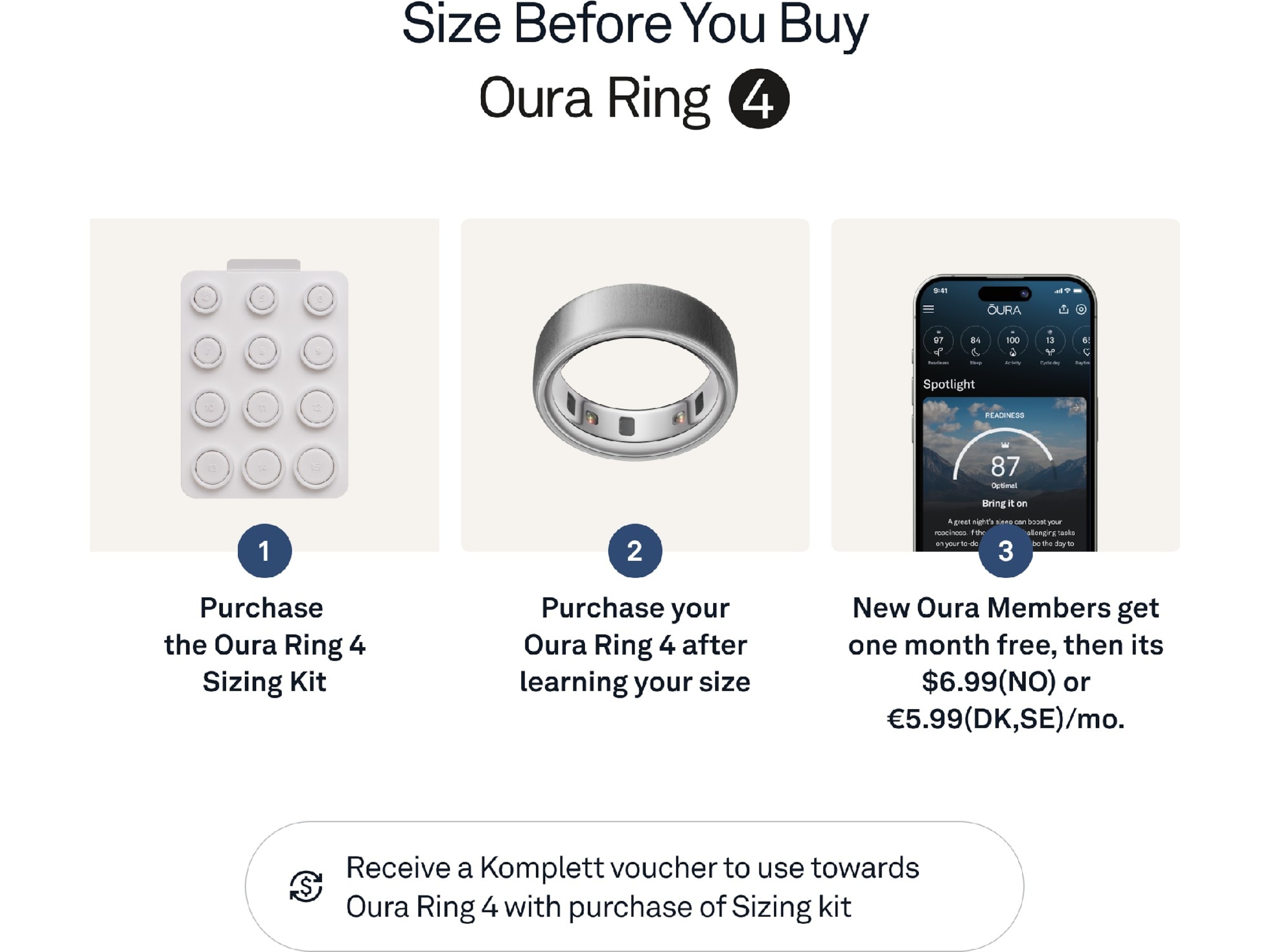 Oura Ring 4 Smart Ring str. 14 (borstad silver) Smart ring