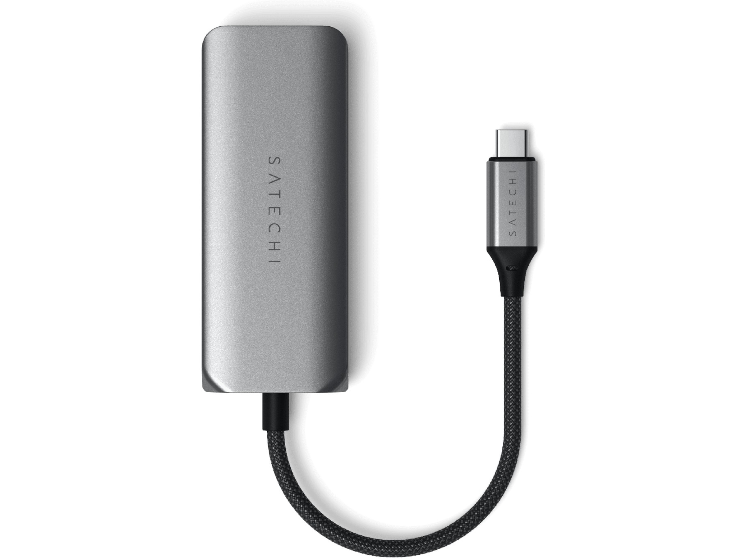 Satechi 4-in-1 USB-C och Ethernet docking (rymdgrå) Dockningsstation och USB-hub