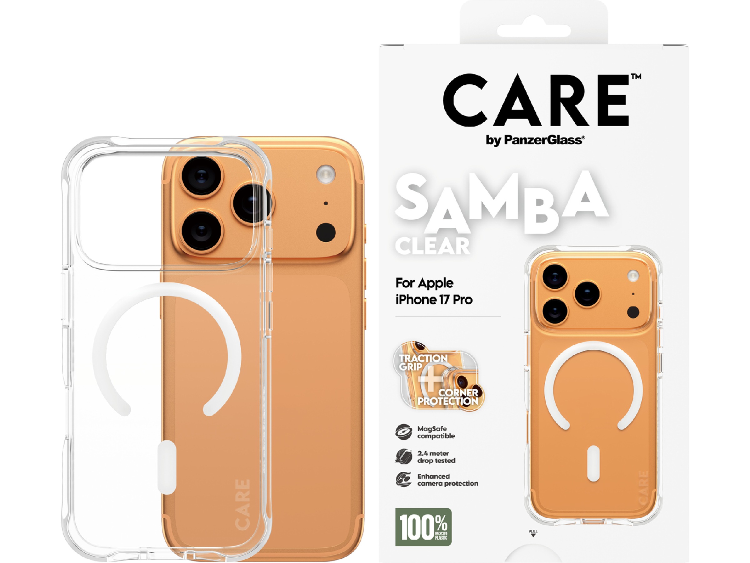 PanzerGlass CARE iPhone 17 Pro Samba Hardcase skal (transparent/vit) Skydd