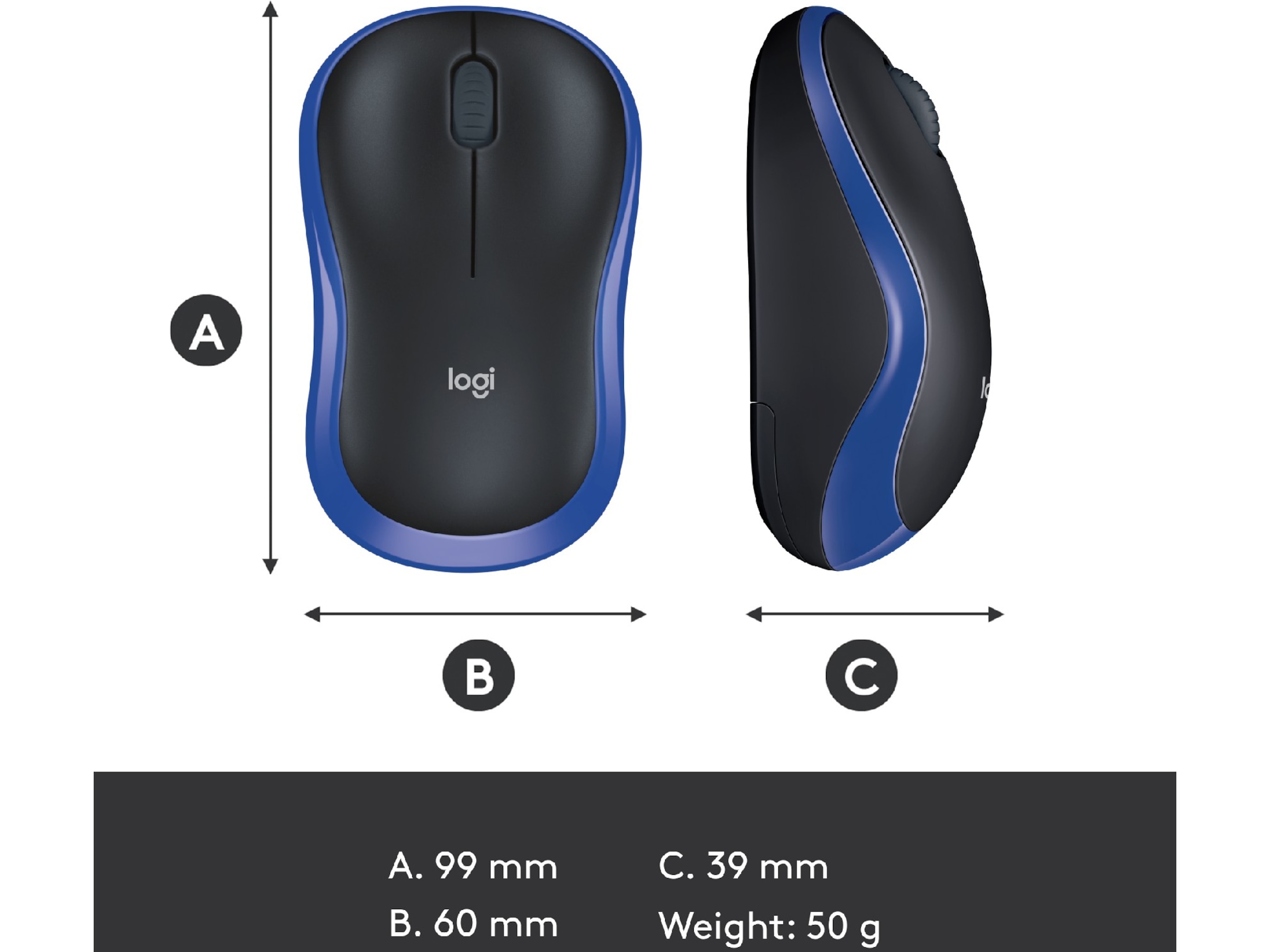 Logitech M185 Trådlös Mus Blå Mus