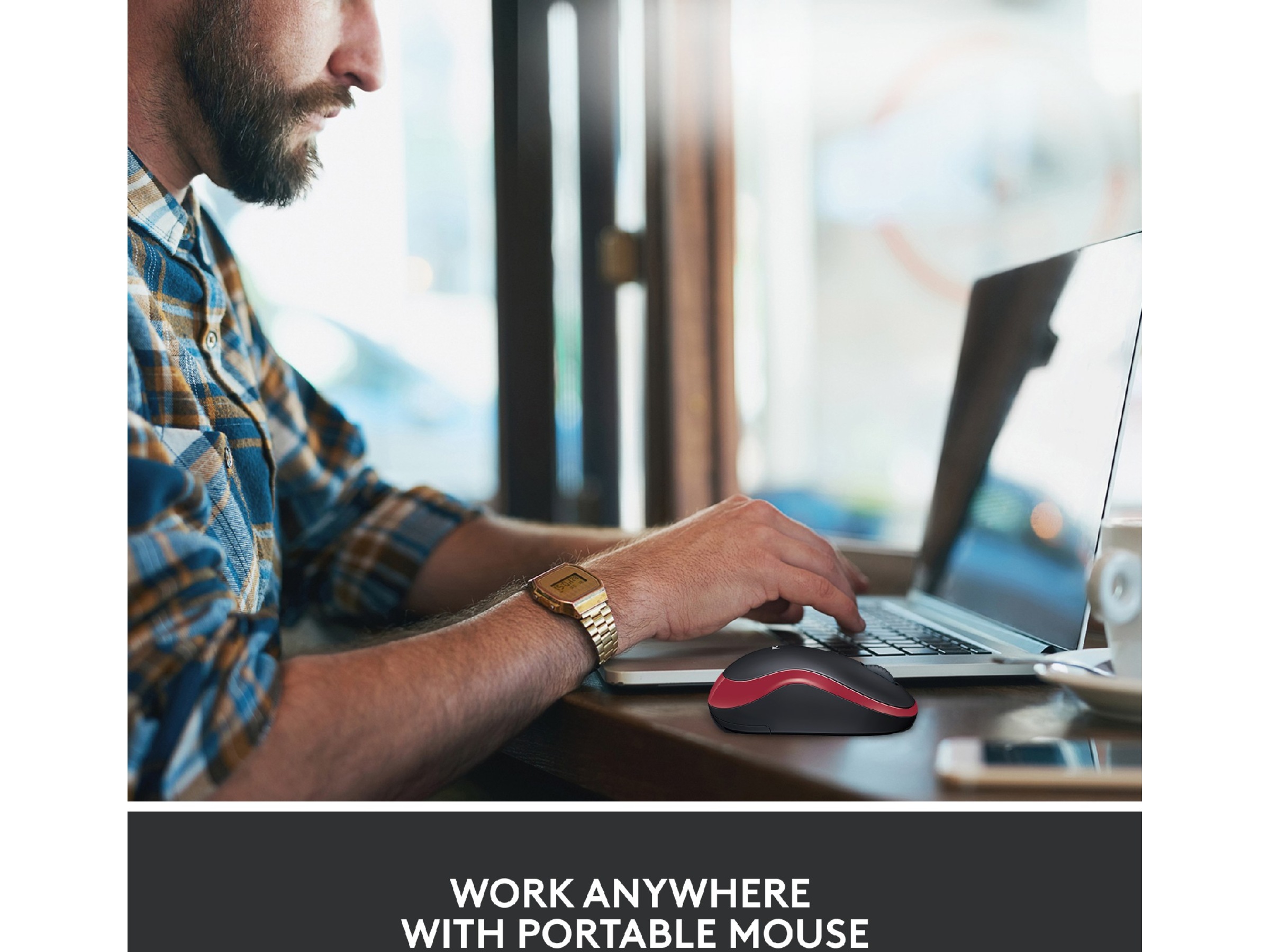 Logitech M185 Trådlös Mus Röd Mus