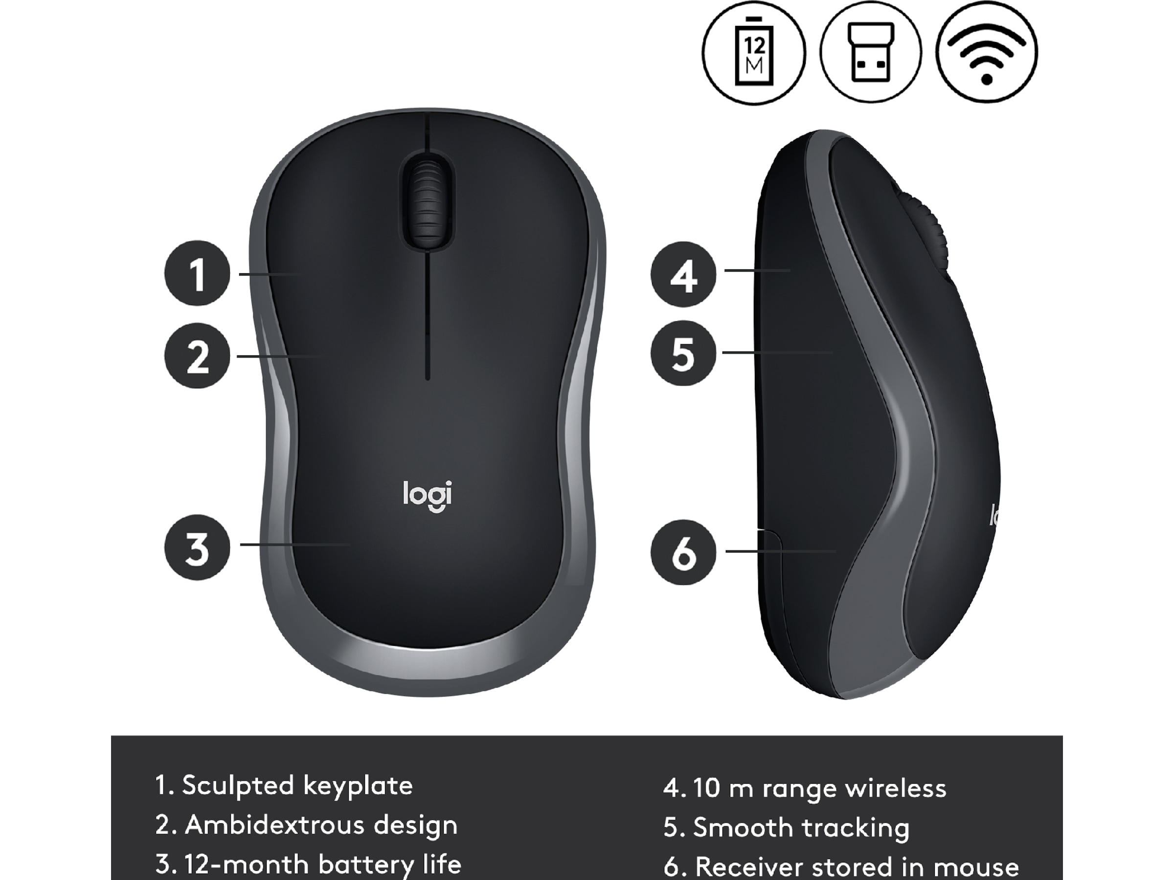 Logitech M185 Trådlös Mus Swift Grey Mus