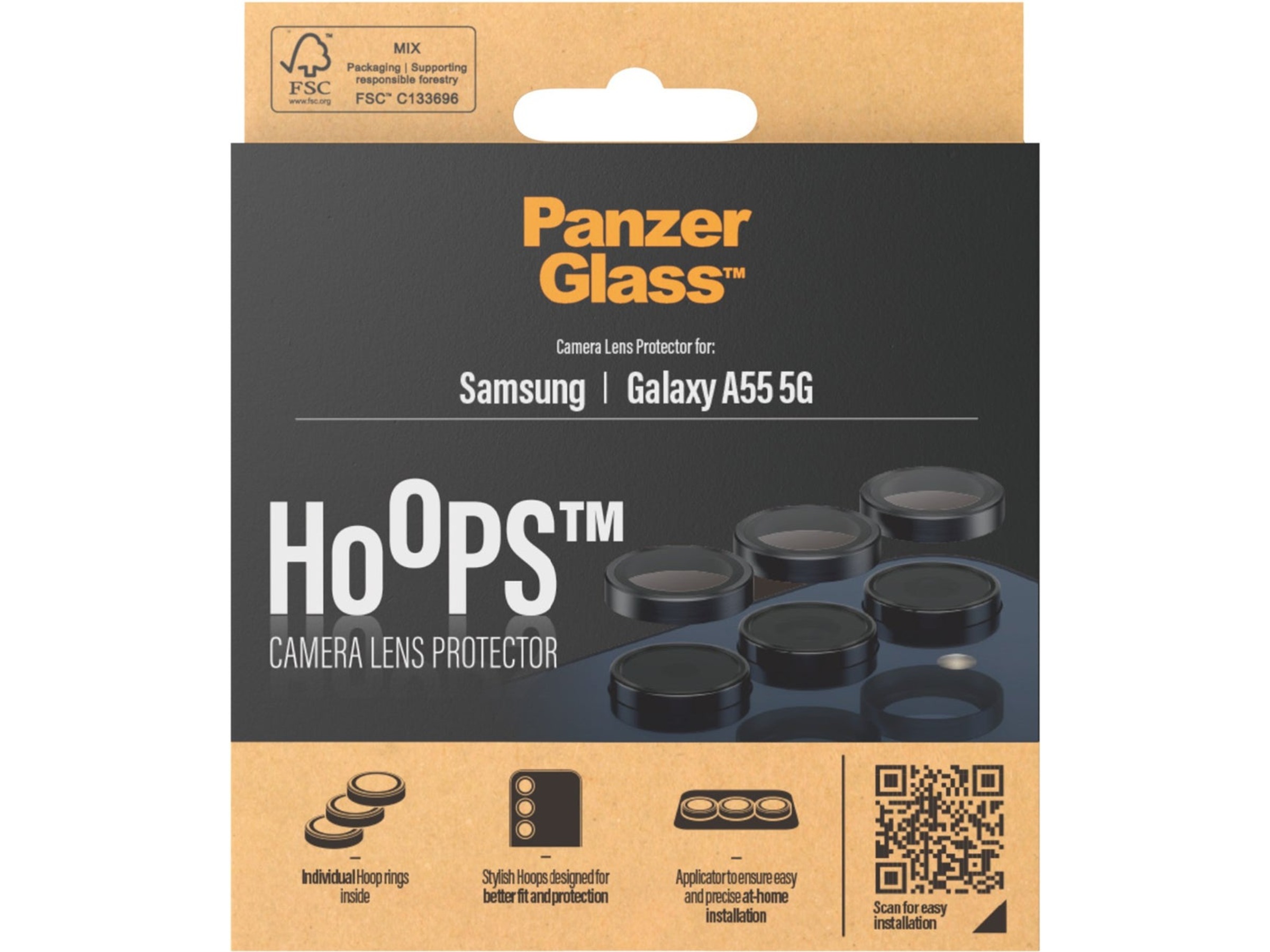 PanzerGlass Galaxy A55 5G Hoops Linsskydd (svart) Skärmskydd