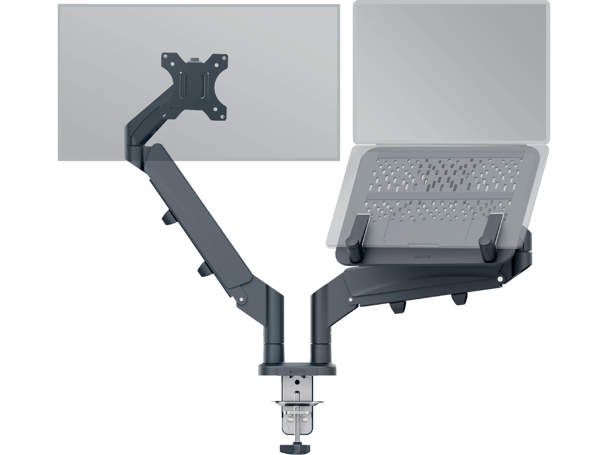 Leitz Ergo Monitorarm & Laptop-Stativ, platsbesparande Bord- & väggfäste