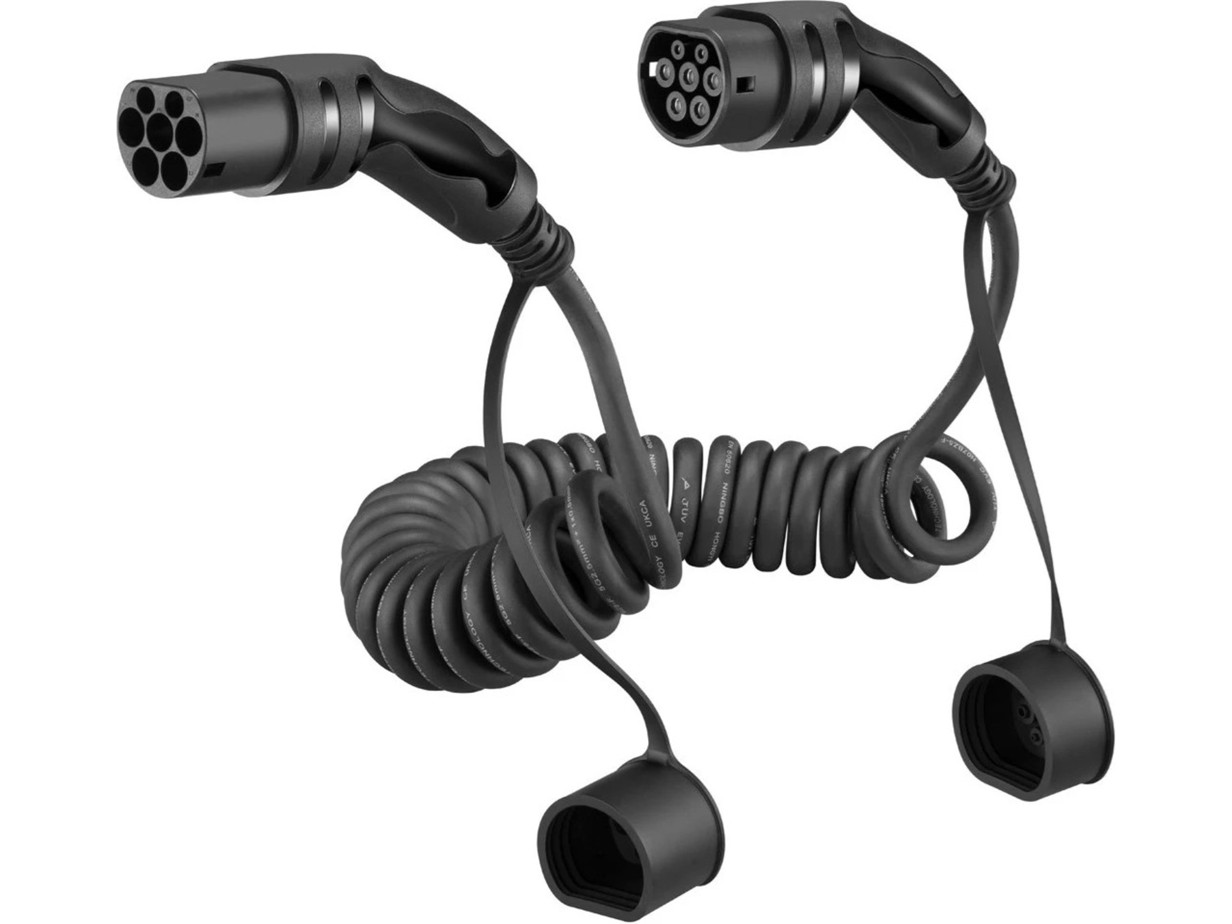 EV-Charge 2500 laddningskabel spiral 11 kW 7 m Elektriska billaddningskablar