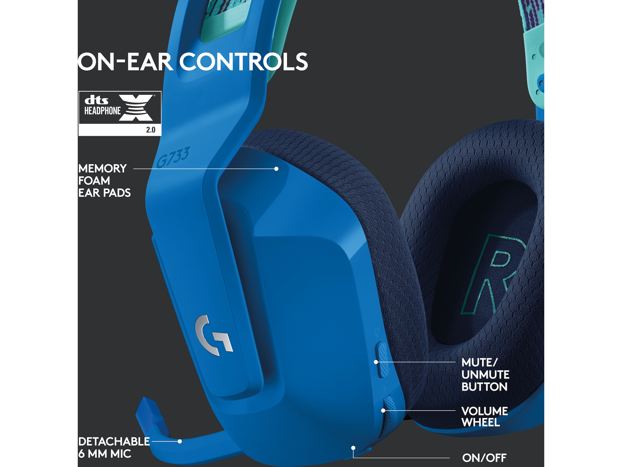 Logitech G733 LIGHTSPEED Trådlöst Gaming Headset (blå) Gamingheadset