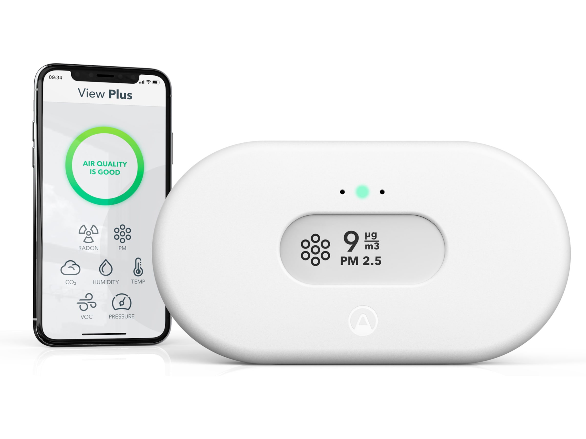 Airthings View Plus luftkvalitetsmätar (vit) Luftkvalitetsmätare
