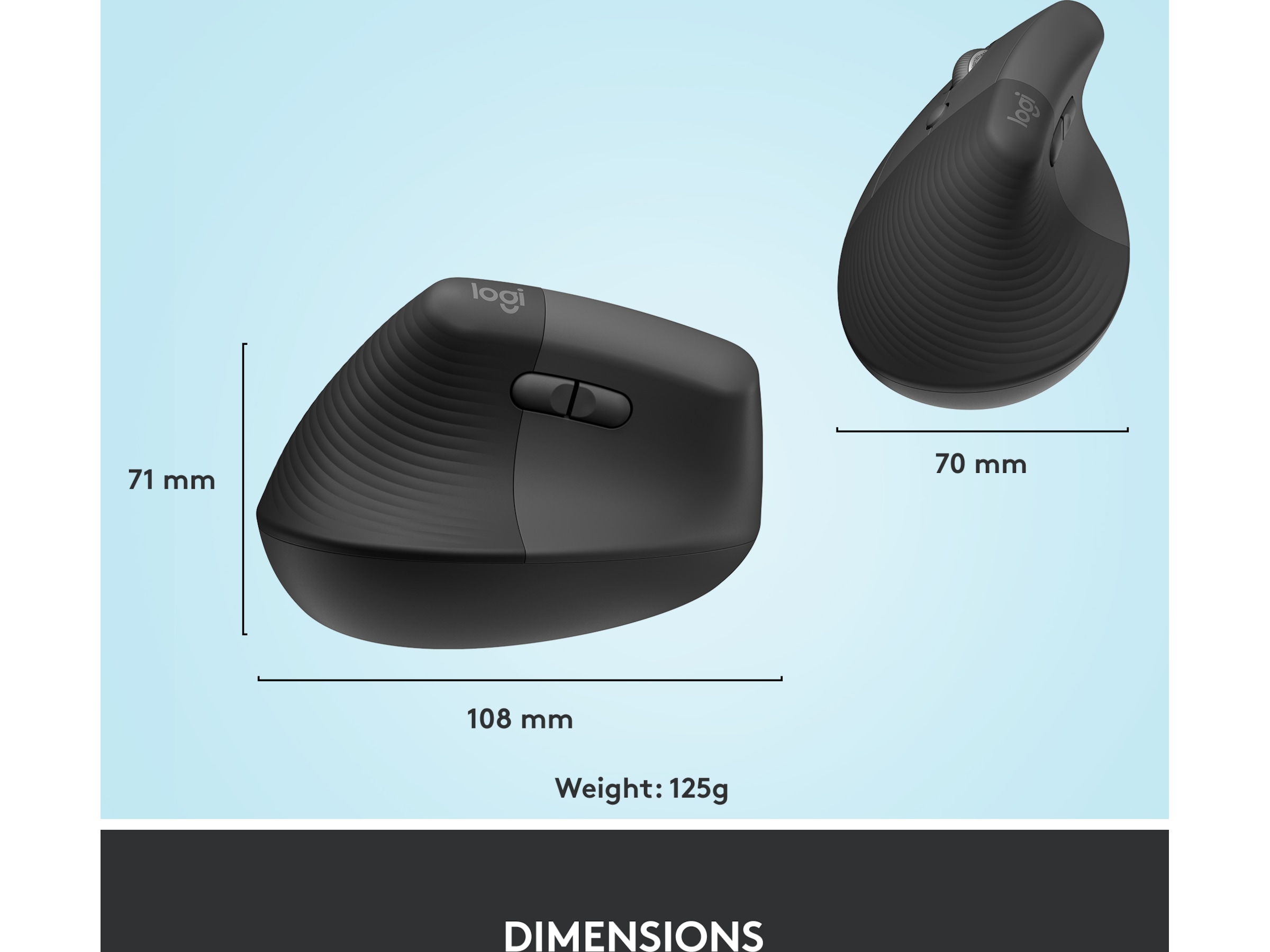 Logitech Lift Vertikal Vänster mus (graphite) Mus