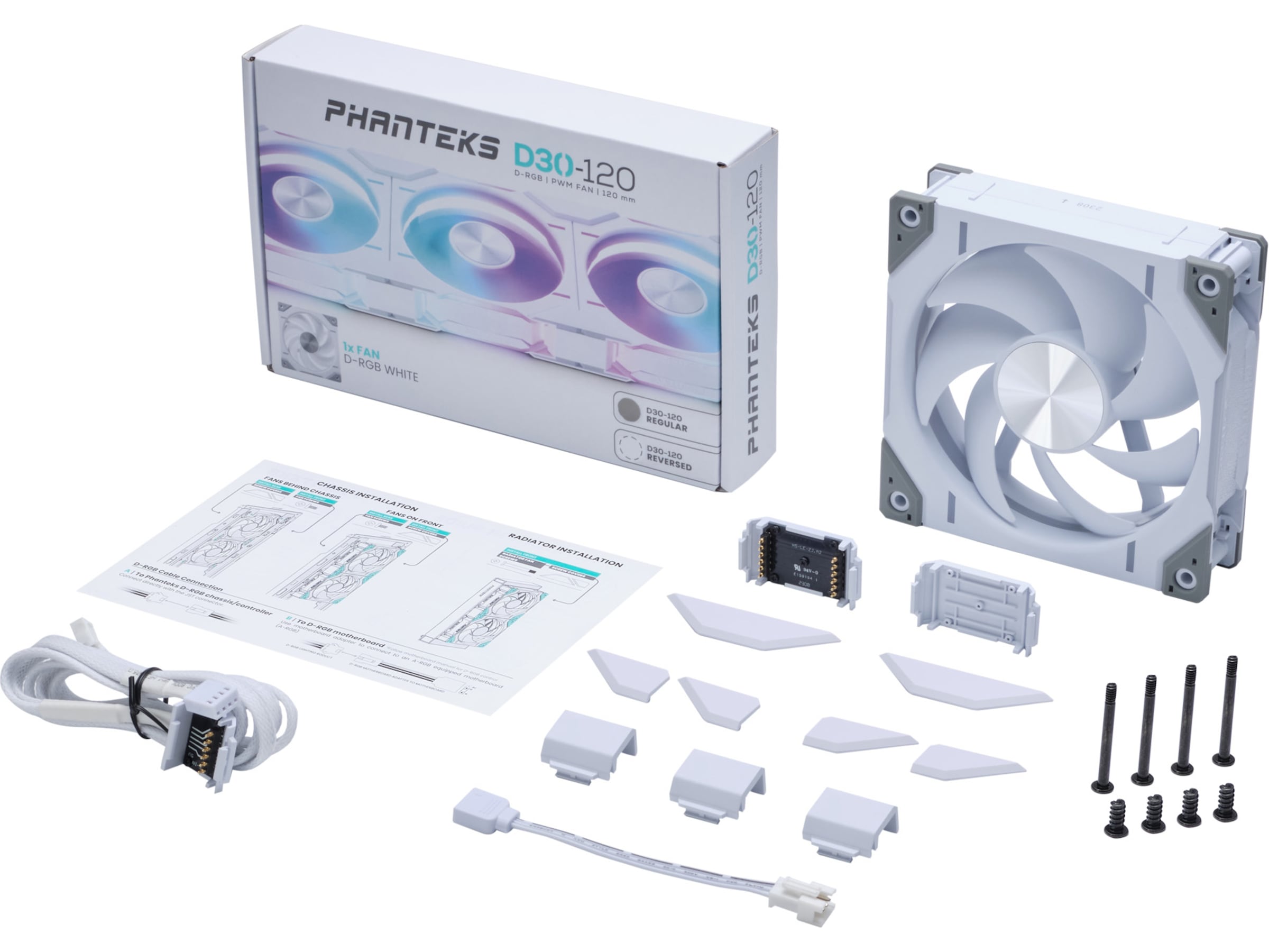 Phanteks D30 120mm PWM DRGB Fläkt (vit) Fläkt