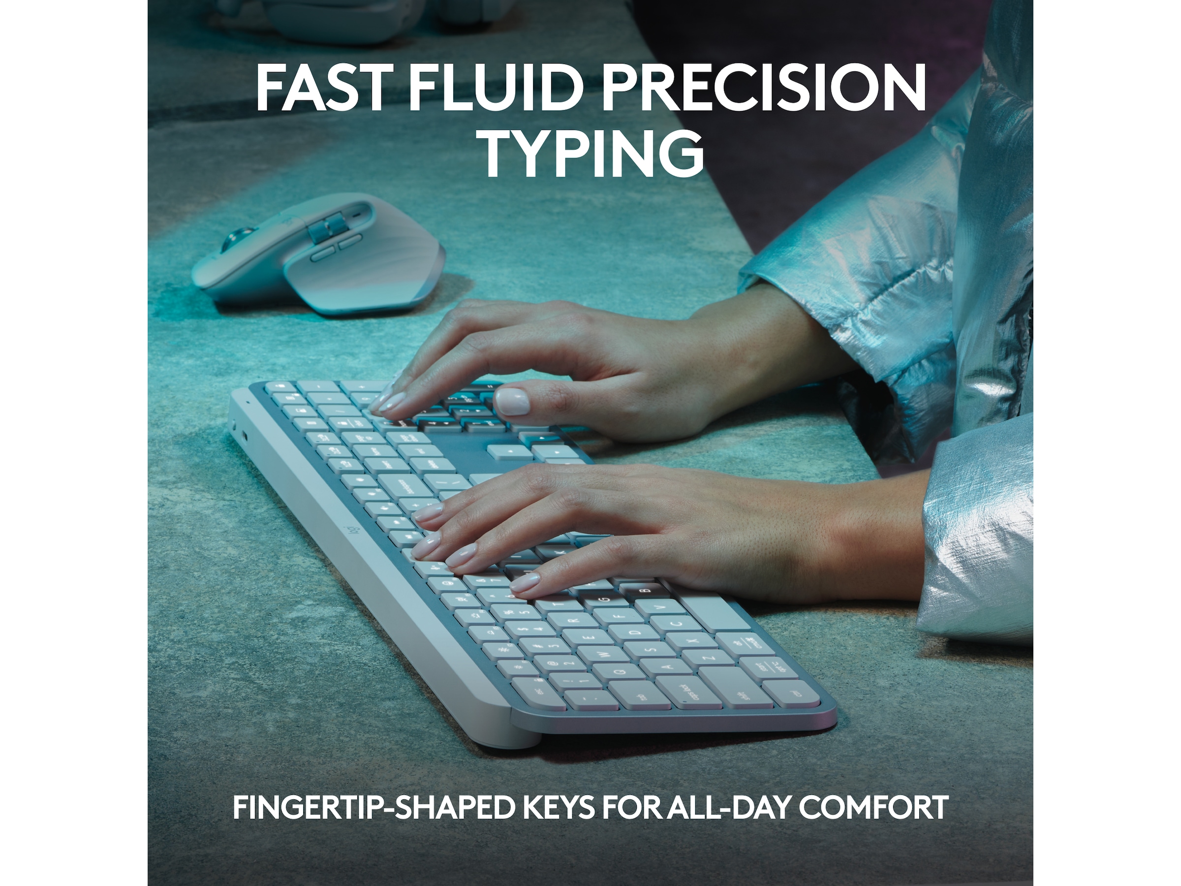 Logitech MX Keys S trådlöst tangentbord (pale grey) Tangentbord