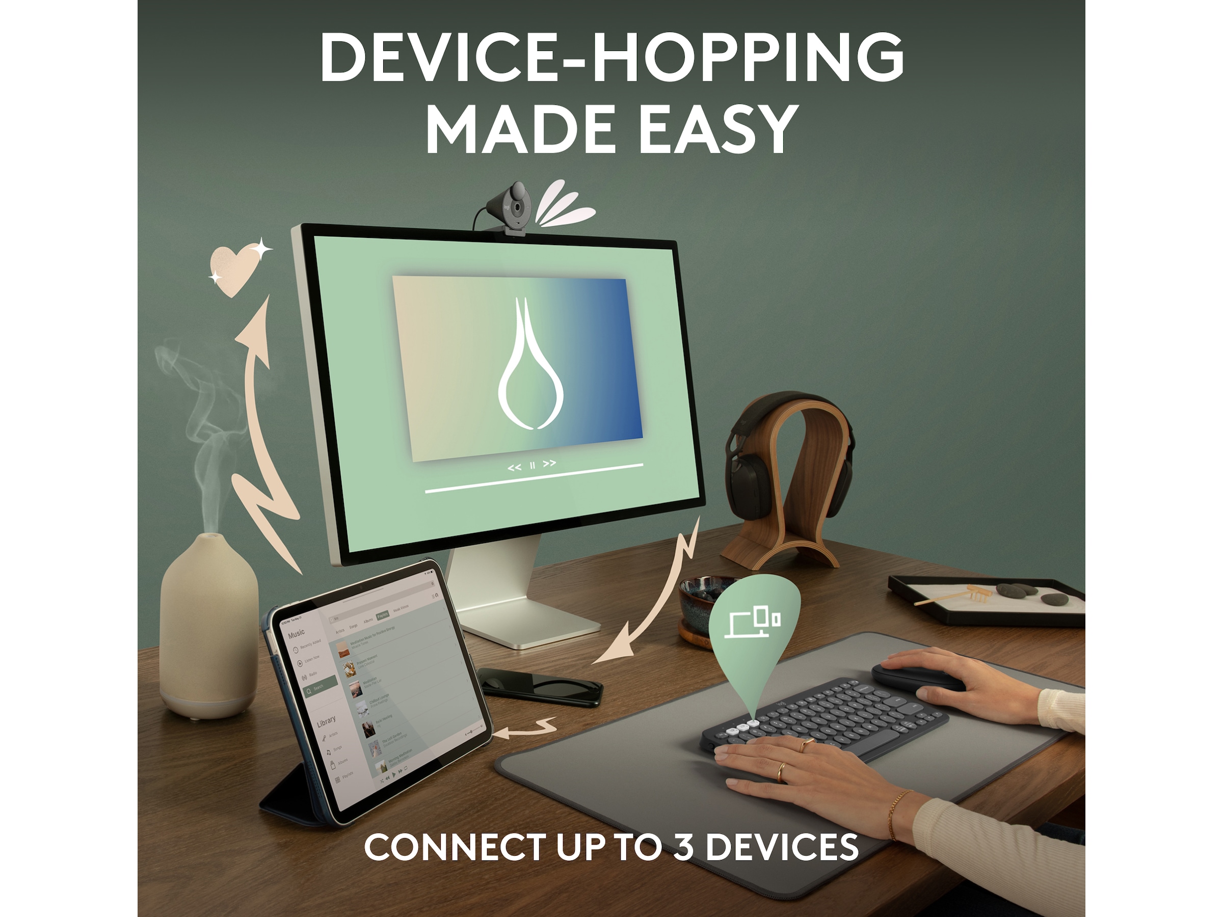 Pebble Keys 2 K380s (vit) Tangentbord