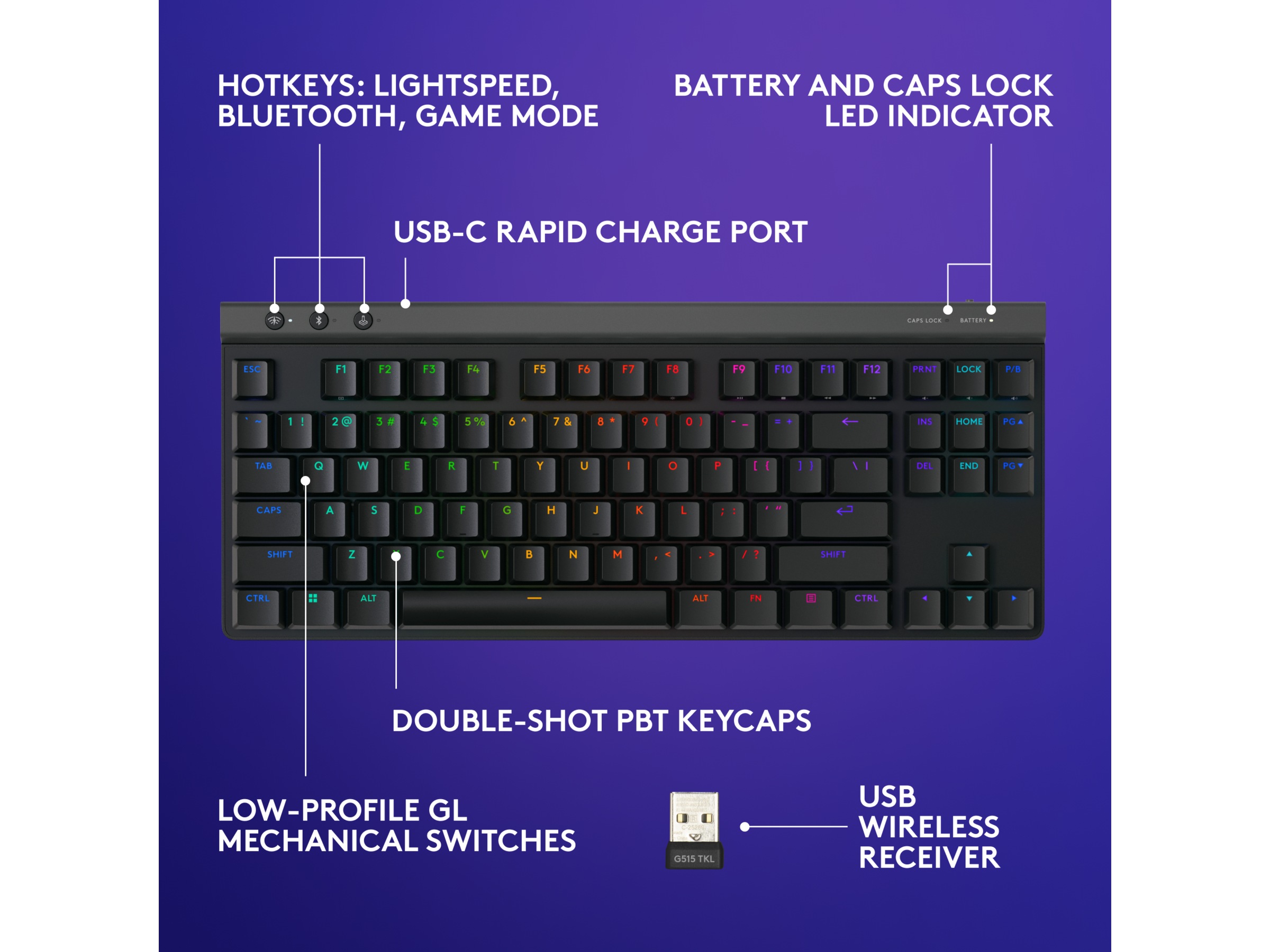 Logitech G G515 Lightspeed Gamingtangentbord (svart) Gamingtangentbord