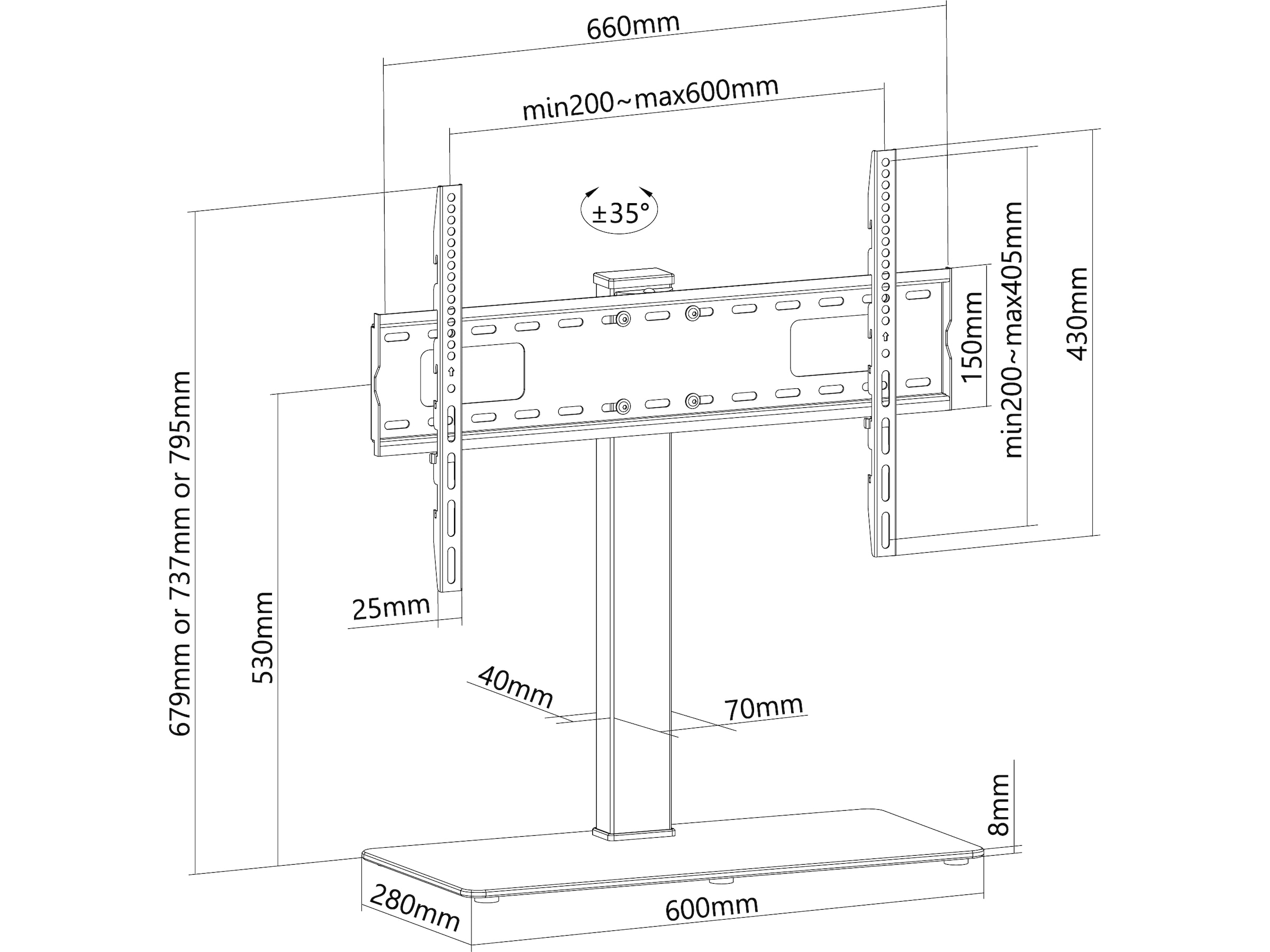 Andersson BHM 2.4 bordsstativ TV med glasskiva Väggfäste & TV-stativ
