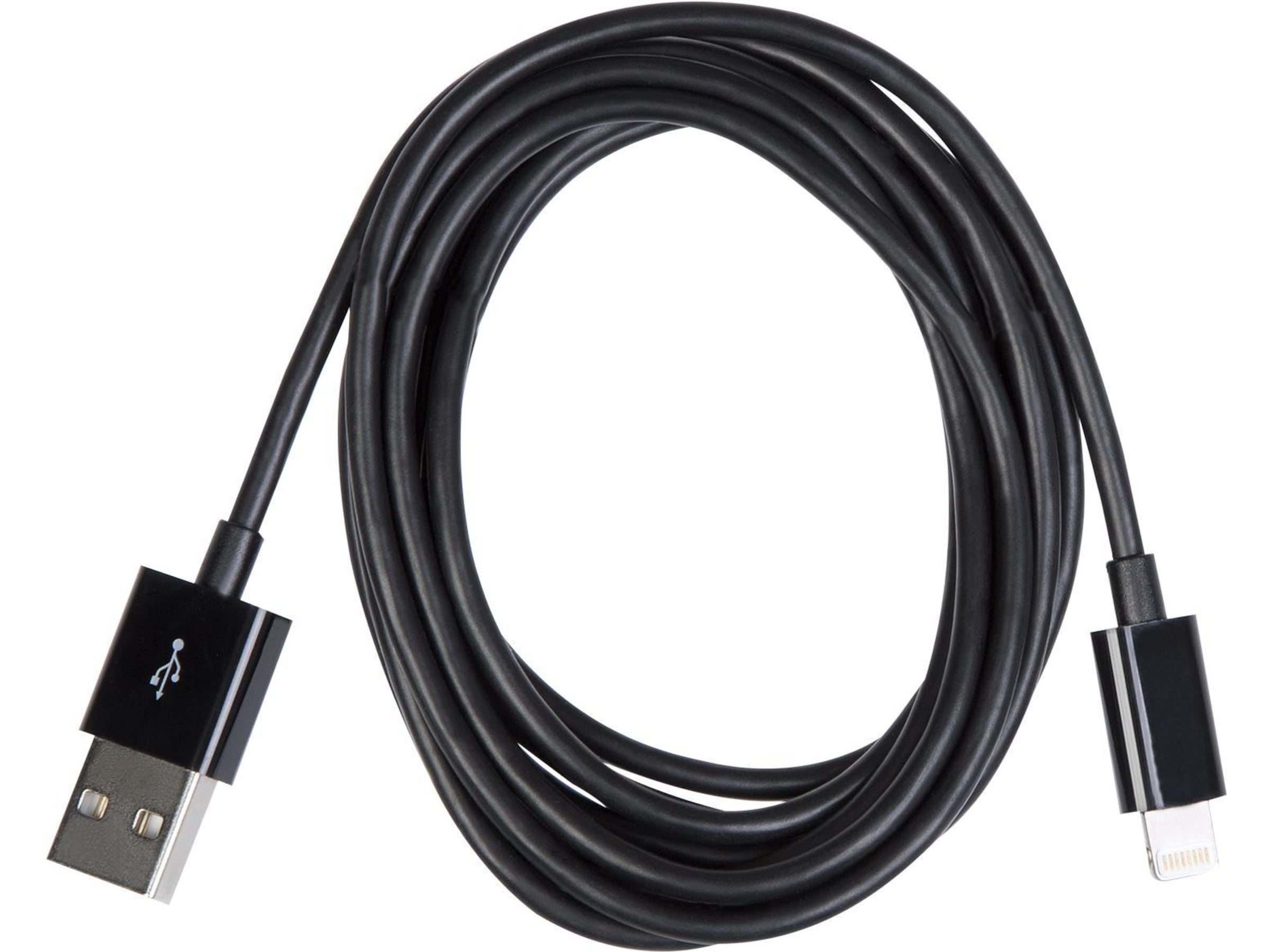 USB A 2.0 male to Lightning male kabel svart 2m USB-kablar