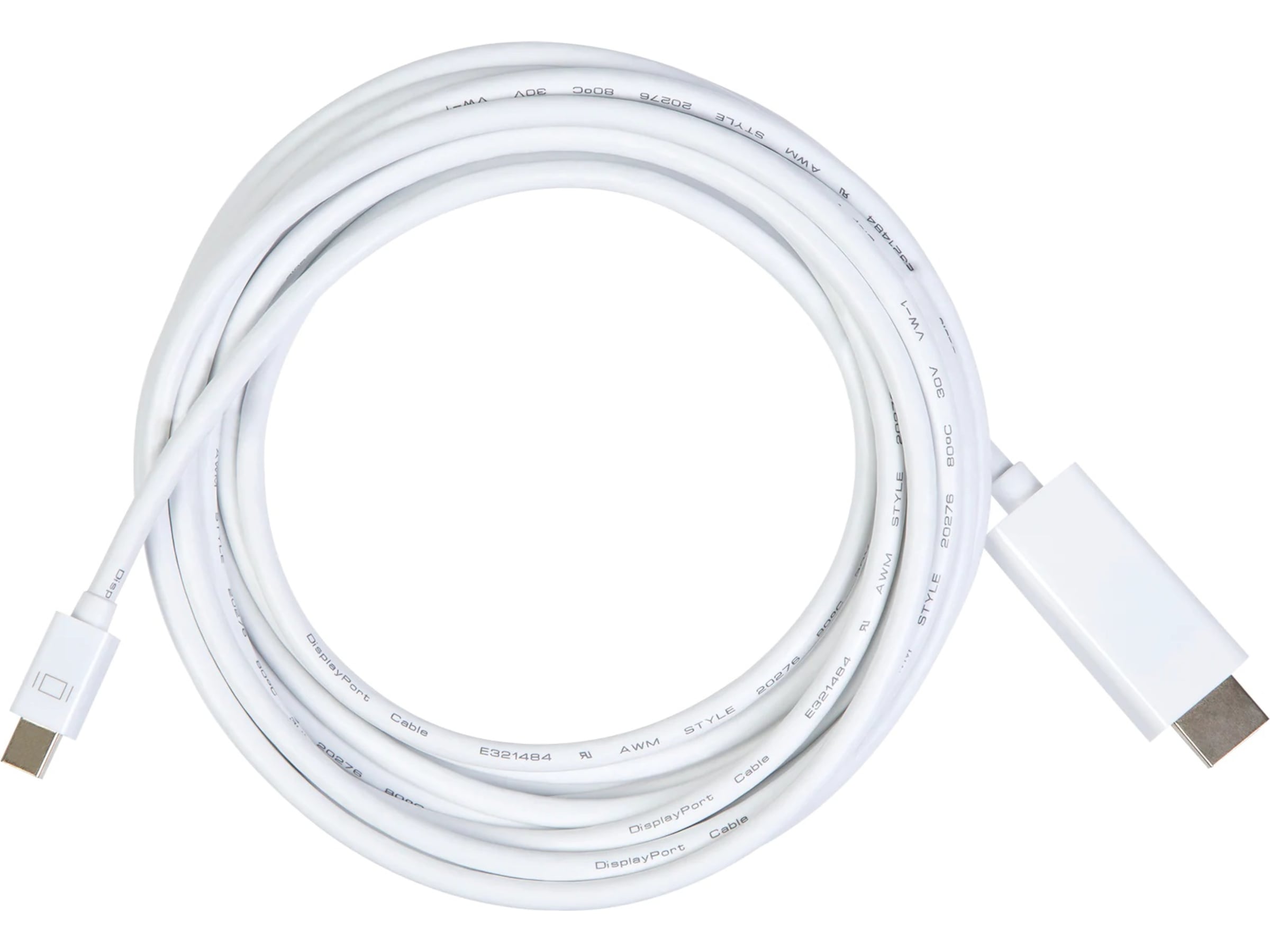 Mini DP male to HDMI male v1.2 kabel vit 5m Skärmkablar