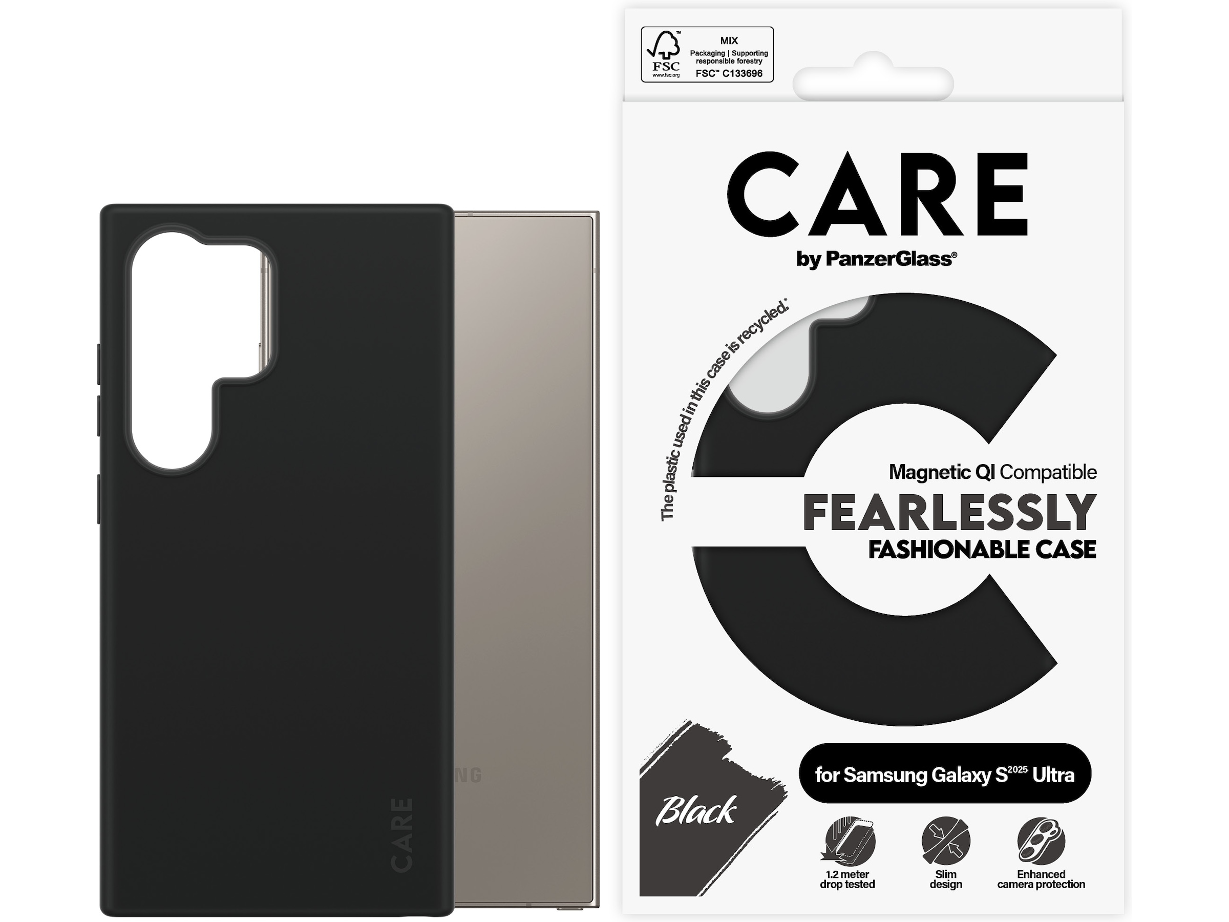 PanzerGlass CARE Galaxy S25 Ultra Qi Fashion skal (svart) Skydd