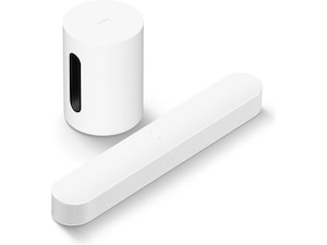 Sonos Sub Mini Trådlös subwoofer (vit) + Sonos Beam Soundbars