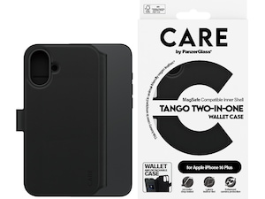 PanzerGlass CARE iPhone 16 Plus Tango 2-i-1 Plånboksfodral (svart) Skydd