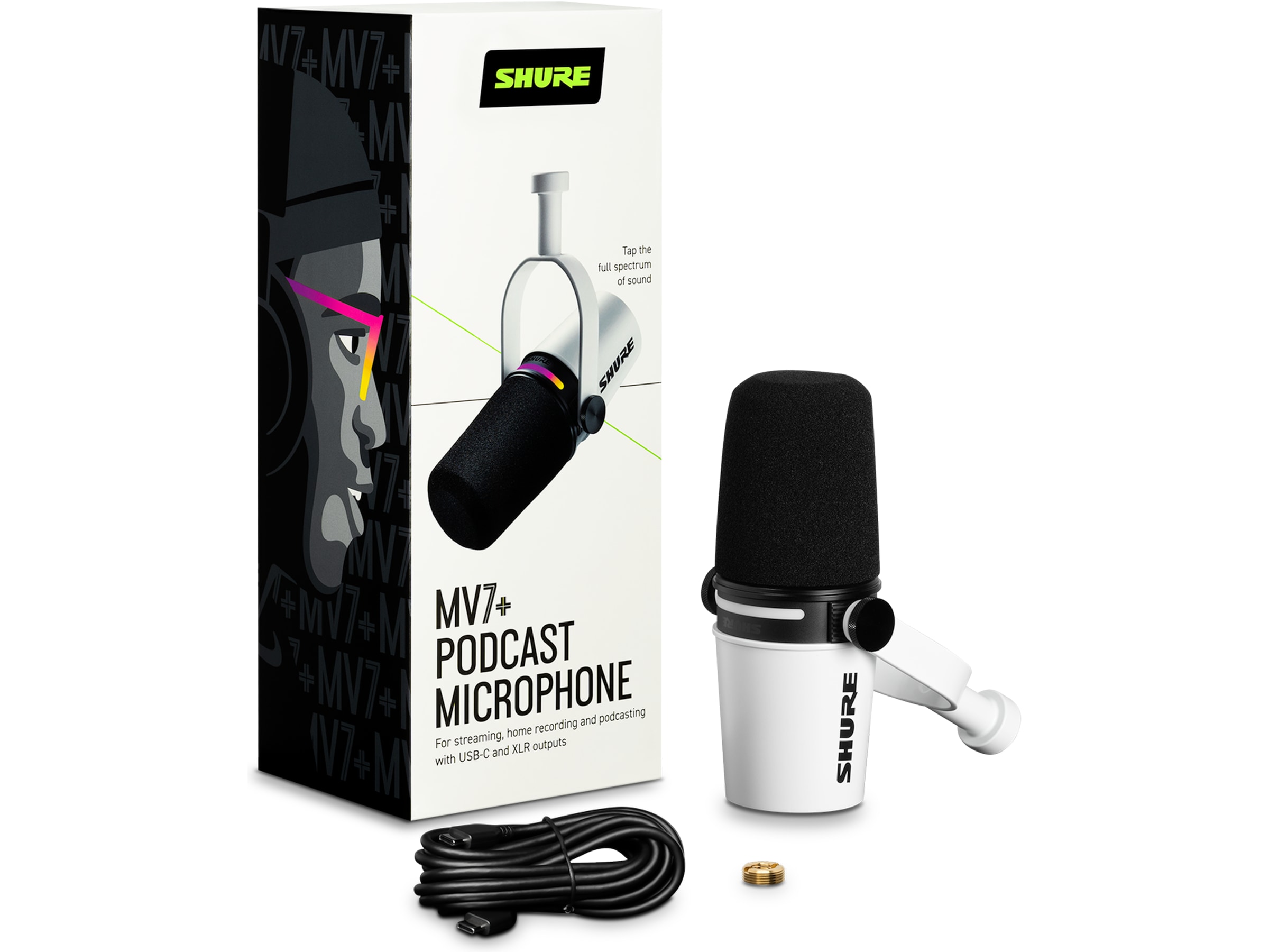 Shure MV7+ Podcast Mikrofon (vit) Mikrofon