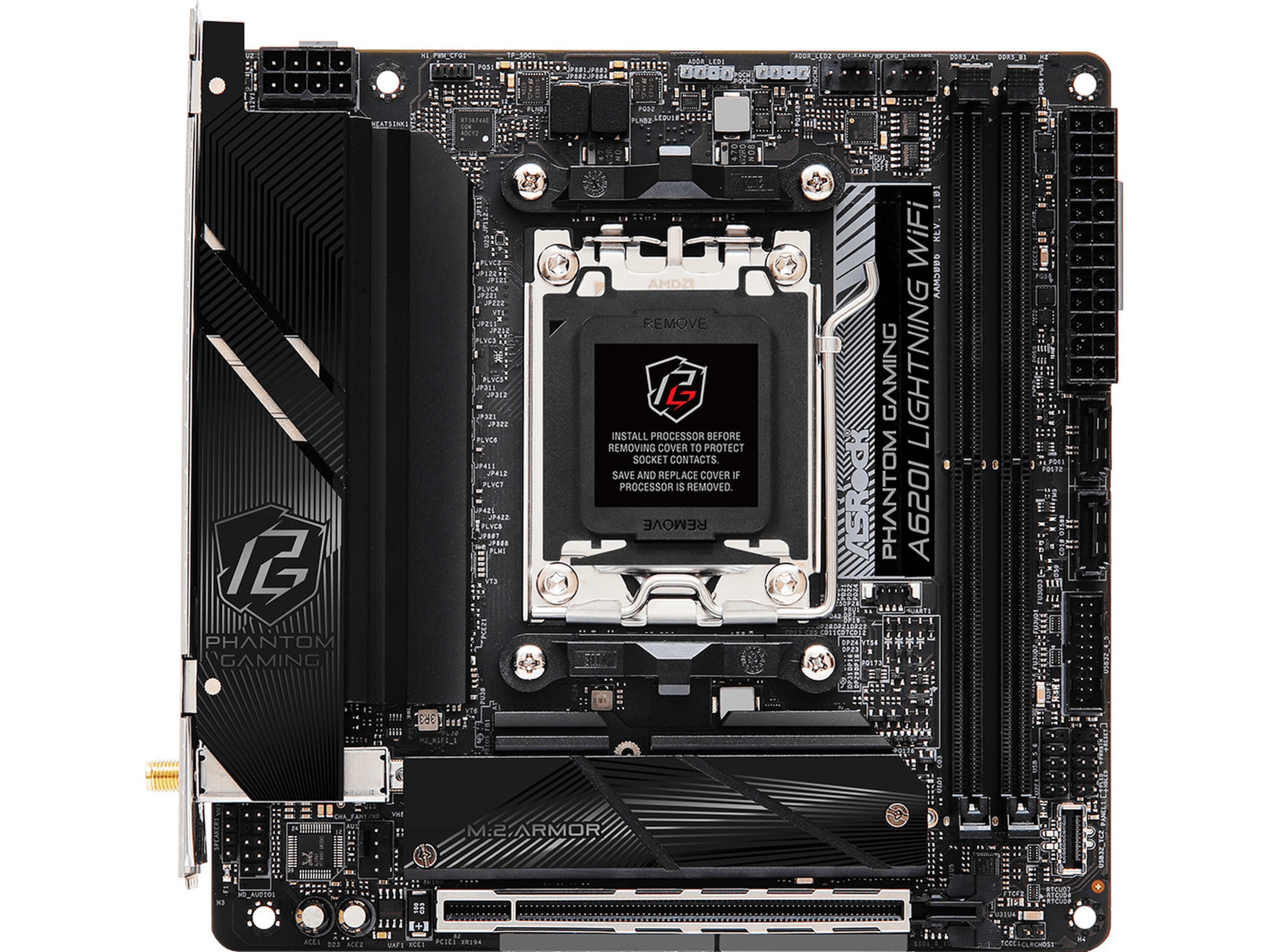 ASRock A620I Phantom Gaming Lightning WIFI Moderkort AMD Socket