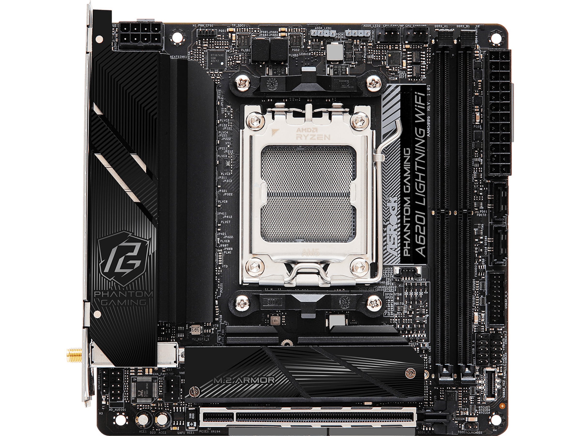 ASRock A620I Phantom Gaming Lightning WIFI Moderkort AMD Socket