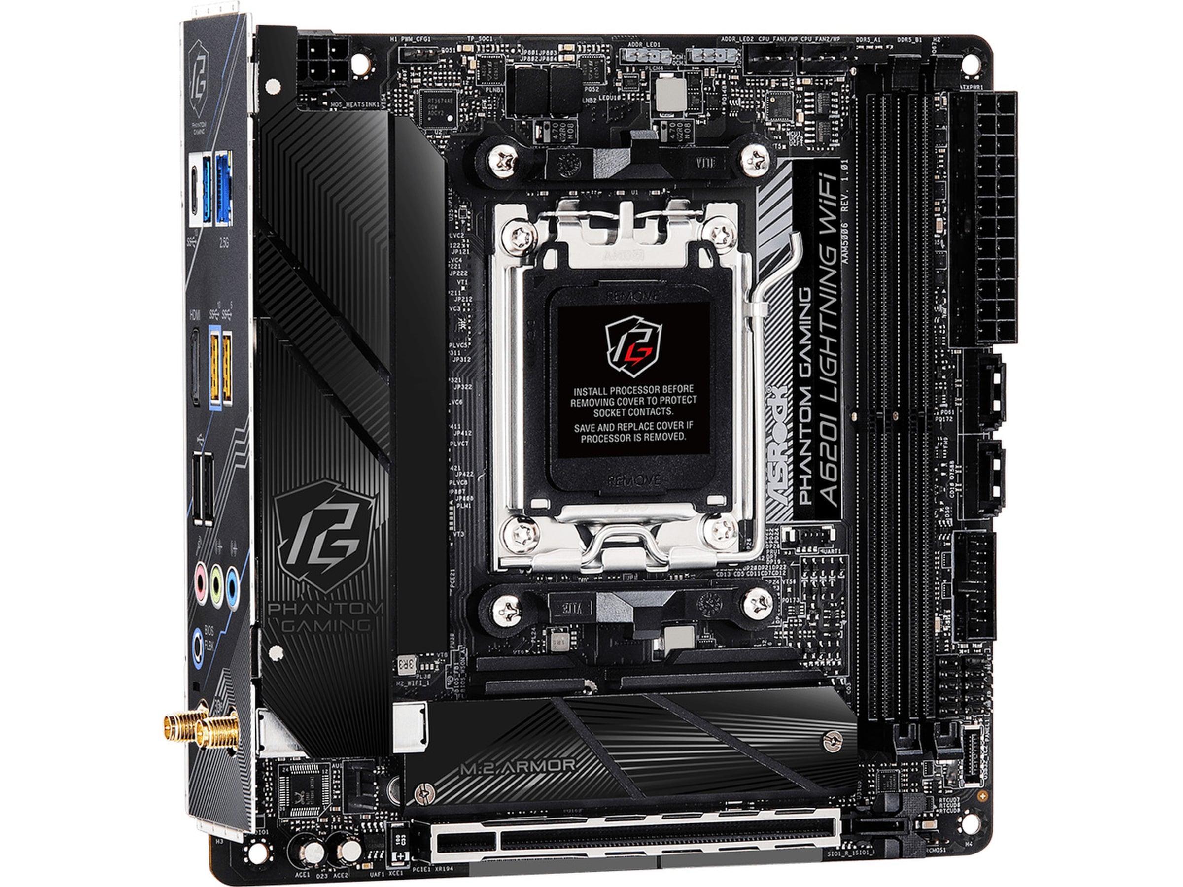ASRock A620I Phantom Gaming Lightning WIFI Moderkort AMD Socket
