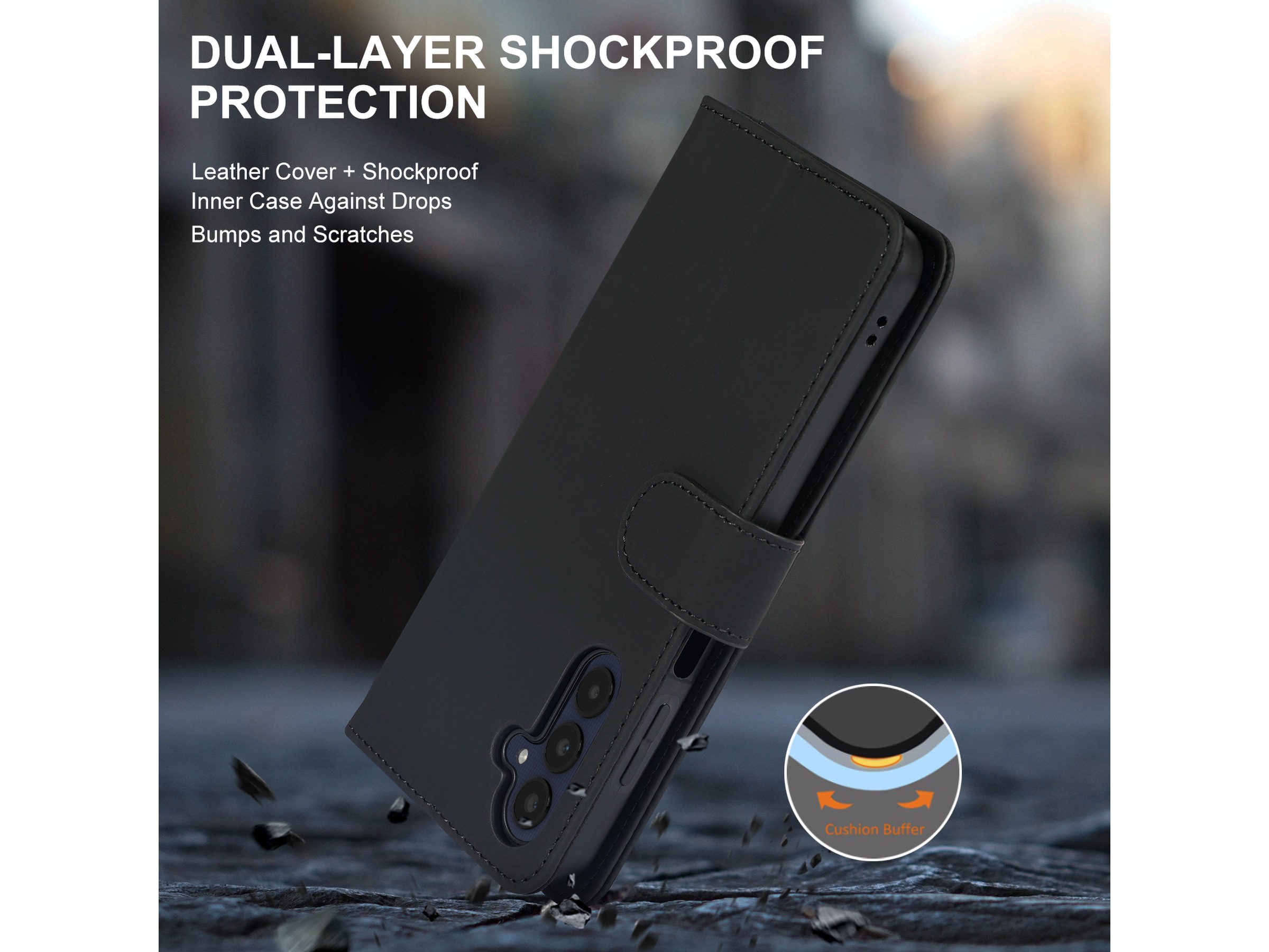 iiglo Samsung Galaxy A25 Plånboksfodral (svart) Skydd