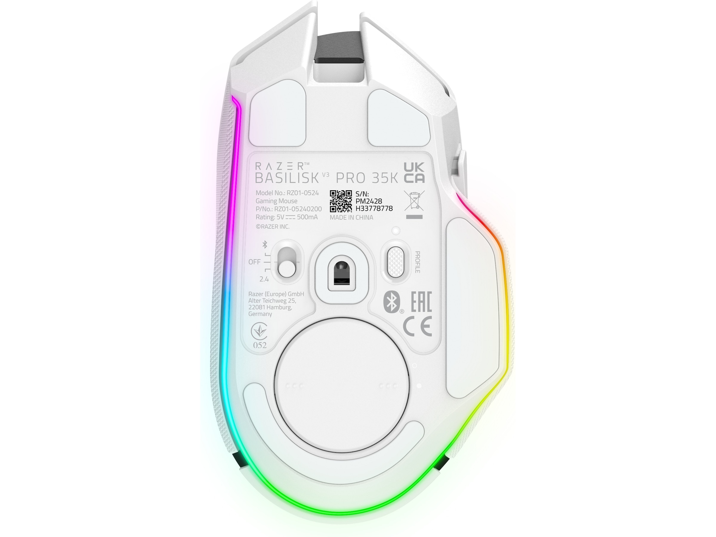 Razer Basilisk V3 PRO 35K trådlös ergonomisk gaming mus (vit) Gamingmus