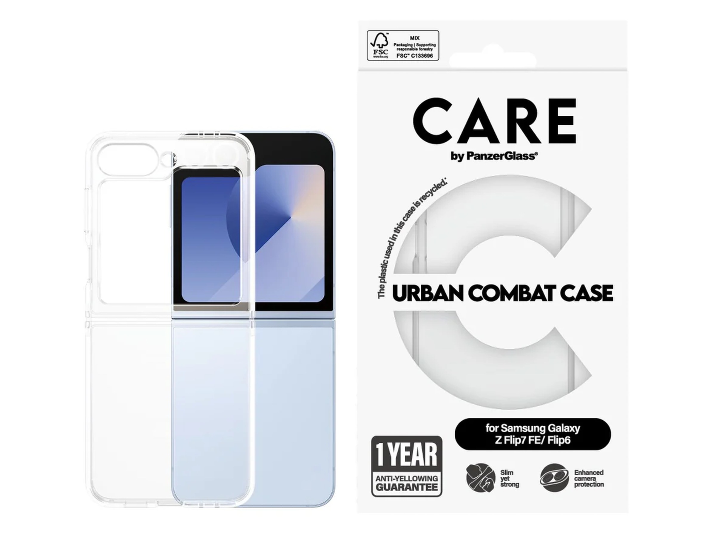 PanzerGlass CARE Galaxy Z Flip7 FE / Flip6 Urban Combat skal (transparent) Skydd