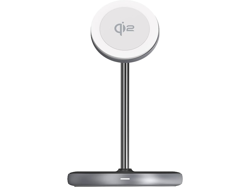 Andersson 2-i-1 Qi2 20W trådlös laddningsstation (silver) Trådlös laddare