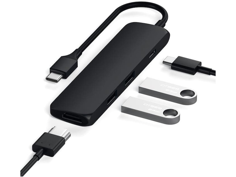 Satechi Slim MultiPort 4K Docking (svart) Dockningsstation och USB-hub