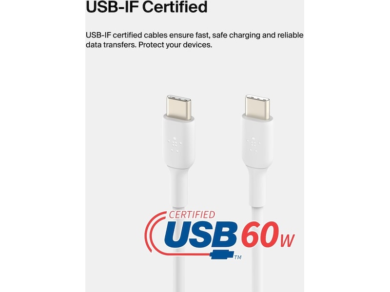 Belkin USB-C kabel 1m (vit) USB-kablar