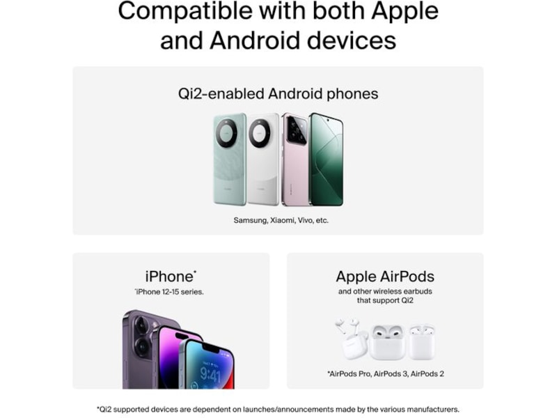 Belkin 2-i-1 15W magnetisk hopfällbar trådlös laddare (svart) Trådlös laddare