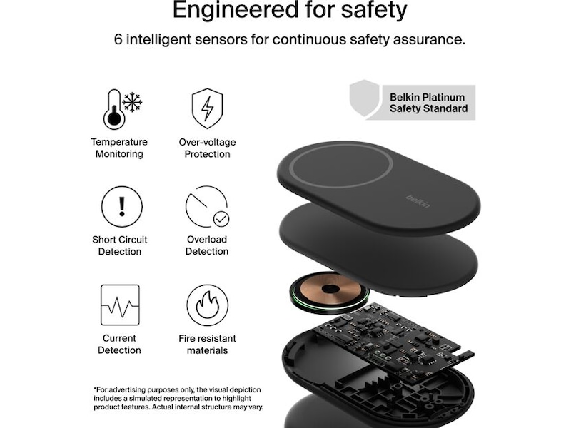 Belkin 2-i-1 15W magnetisk hopfällbar trådlös laddare (svart) Trådlös laddare