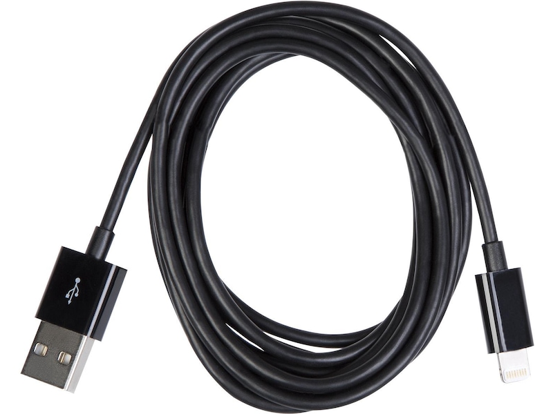 USB A 2.0 male to Lightning male kabel svart 2m USB-kablar