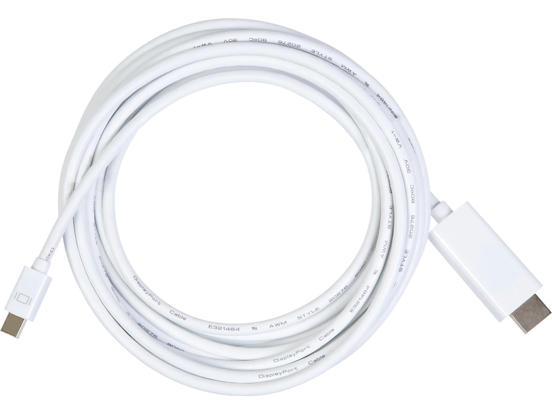 Mini DP male to HDMI male v1.2 kabel vit 5m Skärmkablar