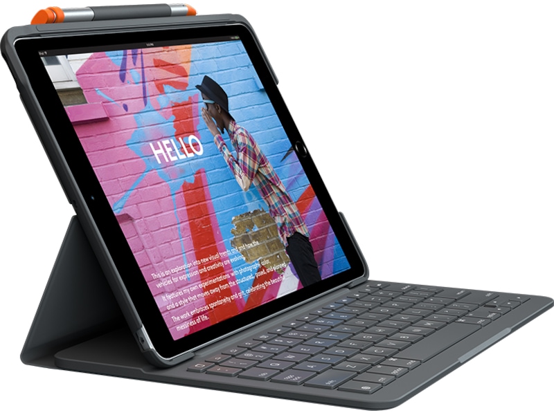 Logitech iPad 10,2" Slim Folio Tangentbordfodral (grå) Skydd