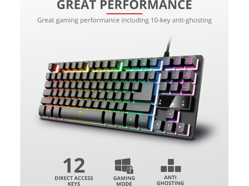 Trust GXT 833 Thado Gaming Tangentbord TKL (svart) Gamingtangentbord