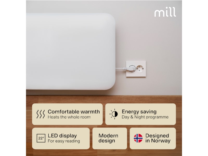 Mill Invisible Panelelement 850W (vit) Panelelement