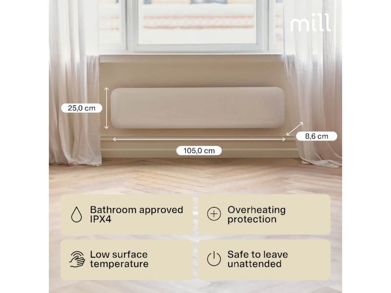 Mill Invisible Panelelement 850W (vit) Panelelement