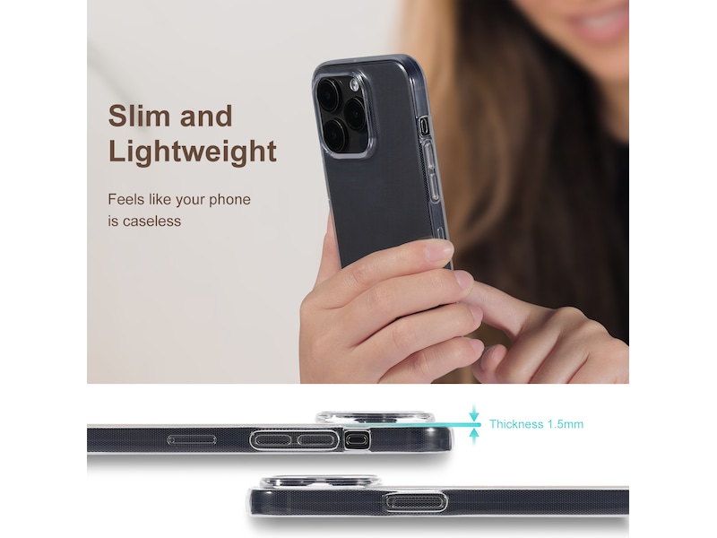 iiglo iPhone 15 Pro Silikonskydd (transparent) Skydd