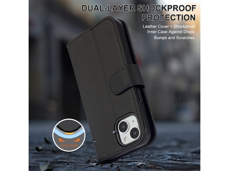 iiglo iPhone 15 / 14 Plånboksfodral (svart) Skydd